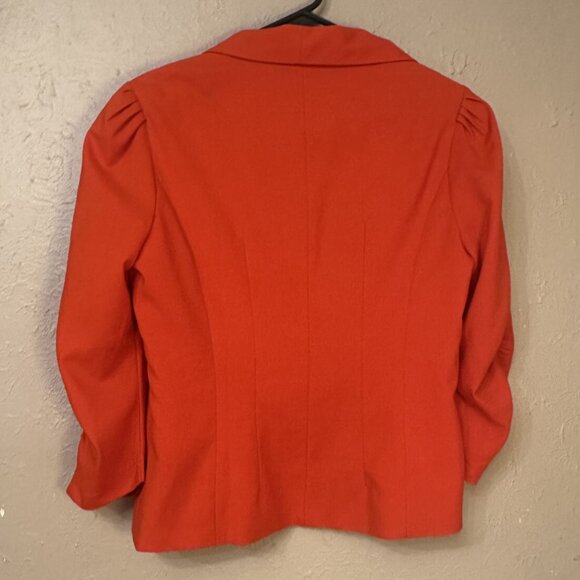 Golden Poppy, Red Orange, 3/4" Ruched sleeve Blazer. Fun AND professional. - Picture 5 of 5